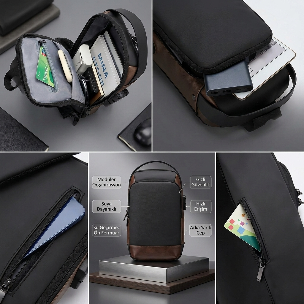 FashionBag Premium USB Şarjlı Güvenlik Omuz Çantası