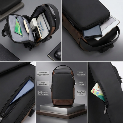 FashionBag Premium USB Şarjlı Güvenlik Omuz Çantası